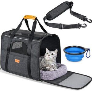 Cat Carrier -Soft Sided Cat Carrier Large for Big Medium Cats & Puppy upto 15lbs